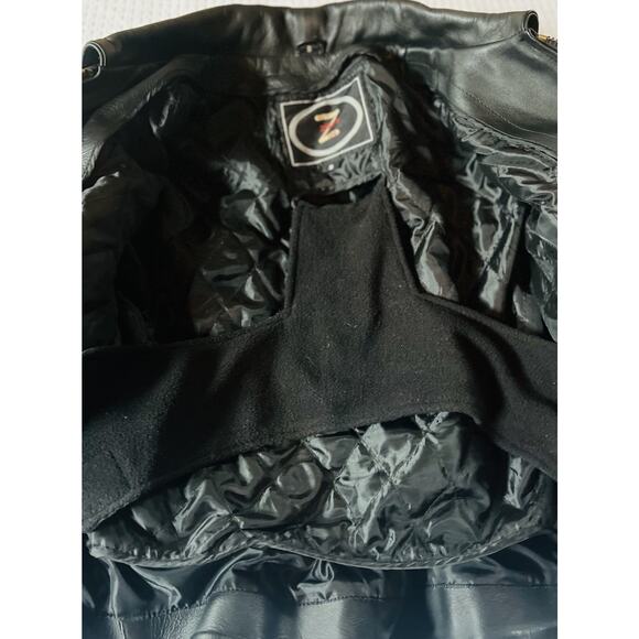 Zony Inc Black Leather Biker Motorcycle Moto Jacket Lining Women's Small - Picture 4 of 12
